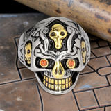 Holy Toledo 4 Skulls Ring with Red Eyes Men's Two-Tone Stainless Steel SR148