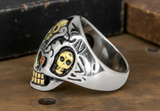 Holy Toledo 4 Skulls Ring with Red Eyes Men's Two-Tone Stainless Steel SR148