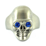 Men’s Stain Finish Skull Ring – Blue Eyes, Stainless Steel SR151