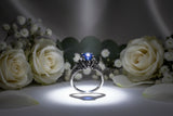Solitaire Blue Stone Ring<BR>Lady Biker Stainless Steel Ring SR152