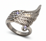 Designer Wing Ring Lady Biker Bling Ring Stainless Steel SR155