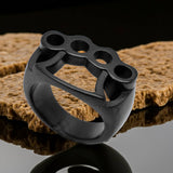 Black "Brass" Knuckles Ring Men's Stainless Steel Ring SR161
