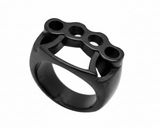 Black "Brass" Knuckles Ring Men's Stainless Steel Ring SR161