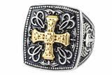 Greek Cross Ring Gold Edition Men's Two Tone Stainless Steel SR164