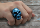 Big Blue Skull Ring Men's<br>Biker Stainless Steel SR165