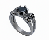 Four Skulls Solitaire Ring Ladies Black Ice CZ Stainless Steel SR166