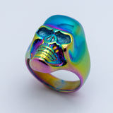 Iridescent Skull Ring Men's Rainbow Biker Stainless Steel SR168