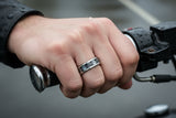 Repeating Skulls Ring Men's Comfort Fit Biker Wedding Band SR171
