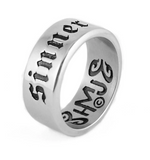 "SINNER" Signet Ring Unisex<br>Biker Wedding Band<BR>Religious Stainless Steel<BR>SR172