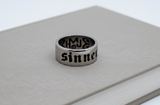 "SINNER" Signet Ring Unisex<br>Biker Wedding Band<BR>Religious Stainless Steel<BR>SR172