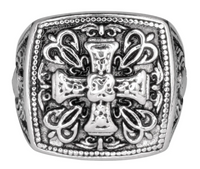 Heavy Metal Jewelry Men's Greek Cross Stainless Steel Biker Ring SR177