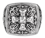 Heavy Metal Jewelry Men's Greek Cross Stainless Steel Biker Ring SR177