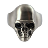 Industrial Skull Ring with Black Eyes Men's Biker Stainless Steel SR182