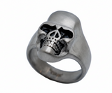 Industrial Skull Ring with Black Eyes Men's Biker Stainless Steel SR182
