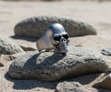 Industrial Skull Ring with Black Eyes Men's Biker Stainless Steel SR182