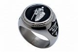 Armor of God Signet Ring Men's Two-Tone Round Top Stainless Steel Ring SR183
