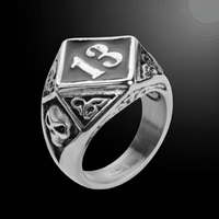 Heavy Metal Jewelry Men's Lucky 13 Ring Stainless Steel SR184