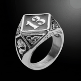 Heavy Metal Jewelry Men's Lucky 13 Ring Stainless Steel SR184