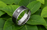 Black Inlay on Silver Ring with CZ Two-Tone Comfort Fit Stainless Steel SR185