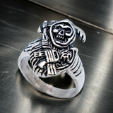 Heavy Metal Jewelry Men's Grim Reaper Skull Stainless Steel Ring SR186