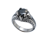 🖤 Ladies Black CZ Solitaire Skull Ring – Stainless Steel Gothic Biker Jewelry SR189