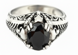 🖤 Ladies Black CZ Solitaire Skull Ring – Stainless Steel Gothic Biker Jewelry SR189