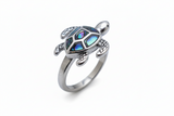 Turtle Ring with Abalone Ladies Stainless Steel SR190