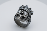 King Skull Ring Men's Clear CZ Bling Stainless Steel Ring SR192