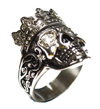 King Skull Ring Men's Clear CZ Bling Stainless Steel Ring SR192