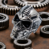 Heavy Metal Jewelry Men's Bio-Mechanical Skull Stainless Steel Ring SR193