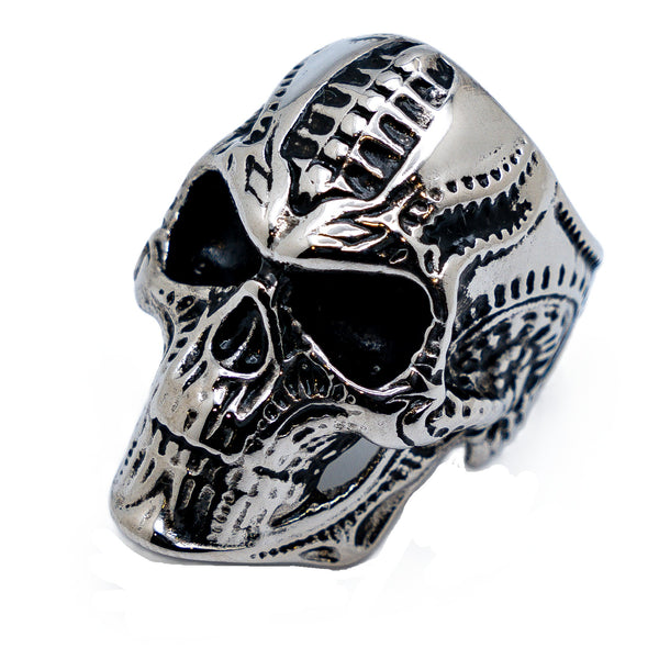 Heavy Metal Jewelry Men's Bio-Mechanical Skull Stainless Steel Ring SR193