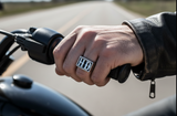 Large "HD" Signet Ring Men's Biker Ring Stainless Steel SR195