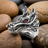 Huge 3-D Dragon Ring Red Eyes Men's Stainless Steel SR198