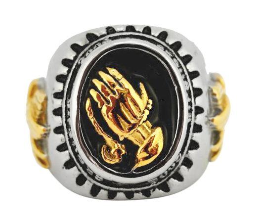 Heavy Metal Jewelry Men's Praying Hands Ring Stainless Steel SR199