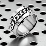 Biker Curb Chain Spinner Ring Men’s Wide Wedding Band Stainless Steel SR1