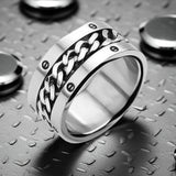 Wide Curb Chain Spinner Ring Men's Wedding Band Stainless Steel SR1