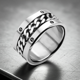 Biker Curb Chain Spinner Ring Men’s Wide Wedding Band Stainless Steel SR1