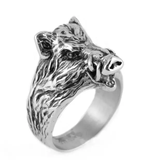 Heavy Metal Jewelry Men's Wild Boar Ring Stainless Steel SR200