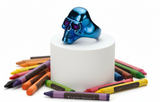 Blue Skull Ring Red Anodized Eye's Men's Stainless Steel SR202