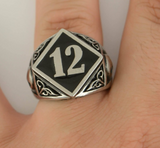 Number "12" Signet Ring Men's Stainless Steel SR203
