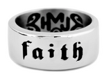 "Faith" Ring Unisex Wedding Band Religious Stainless Steel SR204