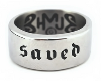 Unisex Religious Wedding Band Ring "Saved" Stainless Steel SR205