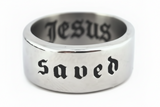 "Saved" Ring Unisex Wedding Band Religious Stainless Steel SR205