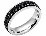 Black Ice Ring Double Row Lady Biker Wedding Band Stainless Steel SR207