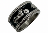 Black Motorcycle Bike Ring Lady Biker Two-Tone Stainless Steel SR208