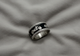 Black Motorcycle Bike Ring Lady Biker Two-Tone Stainless Steel SR208