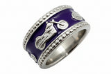 Purple Motorcycle Bike Ring<br>Lady Biker Two-Tone Ring<br>Stainless Steel SR209