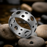 Holes All Over Ring Unisex Wedding Band Satin Stainless Steel SR20