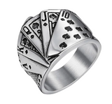 Royal Straight Flush Ring Men's Poker Ring Stainless Steel SR210