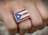 Puerto Rico Flag Ring Men's Full Color Enameled Stainless Steel SR212